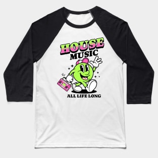 HOUSE MUSIC  - Retro Mascot All Life Long (black/pink/lime) Baseball T-Shirt